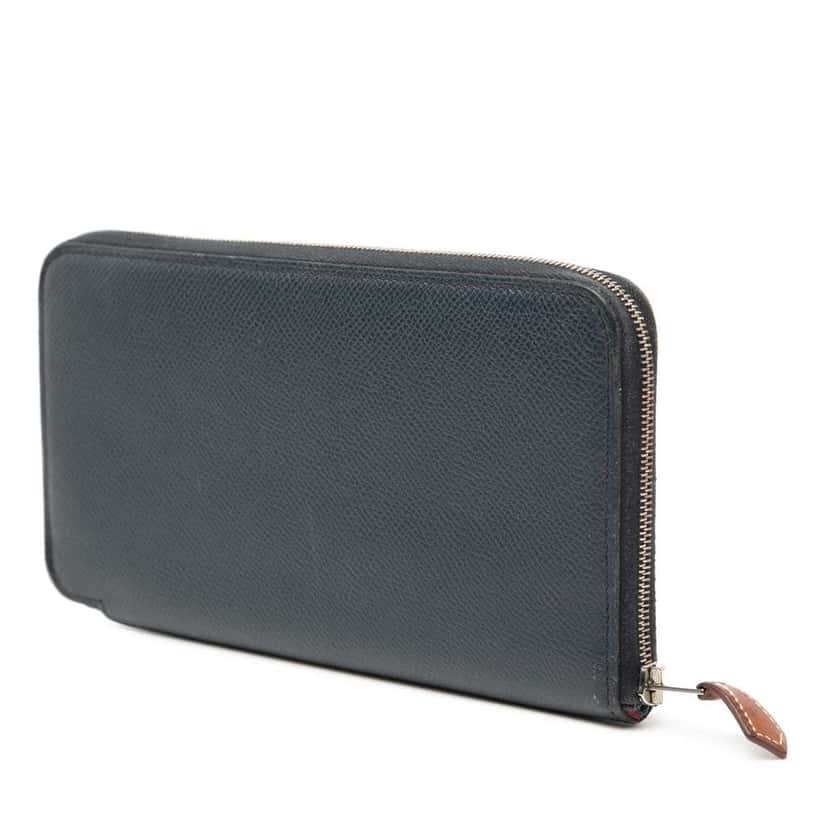 Hermès Epsom Silk'In Classique Long Wallet Blue Leather Good condition - Back View