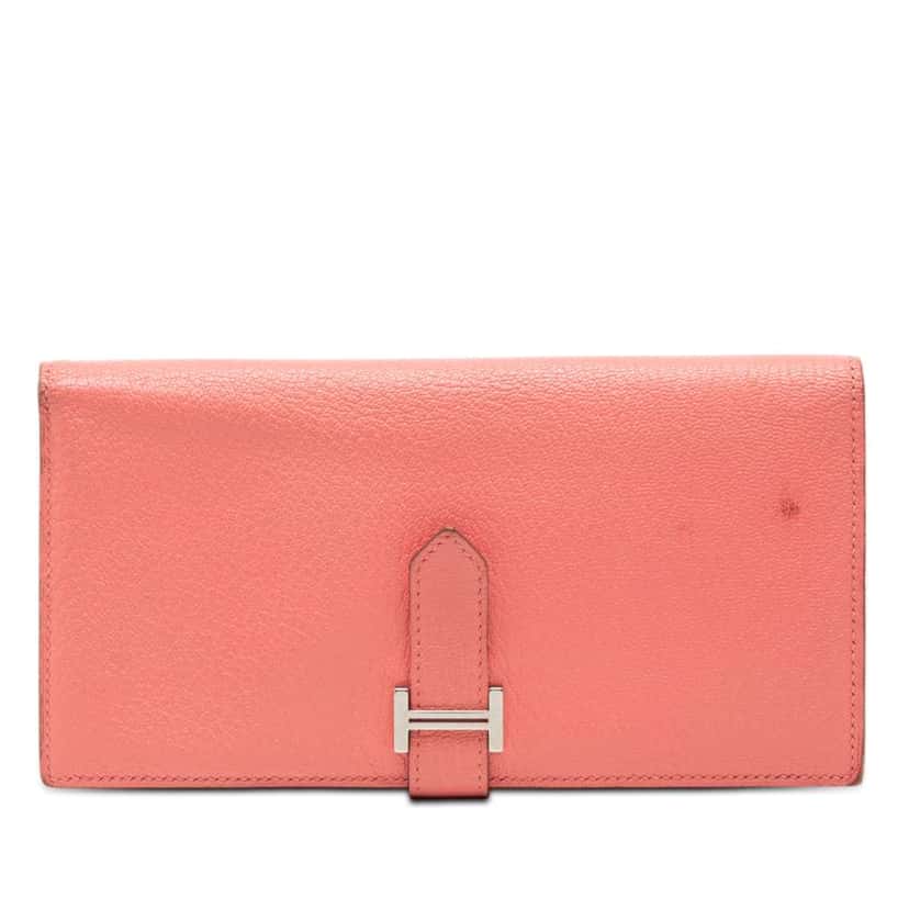 Hermès Chevre Mysore Bearn Long Wallet Pink Leather Good condition - Front View