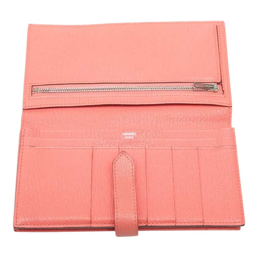 Hermès Chevre Mysore Bearn Long Wallet Pink Leather Good condition - Model View