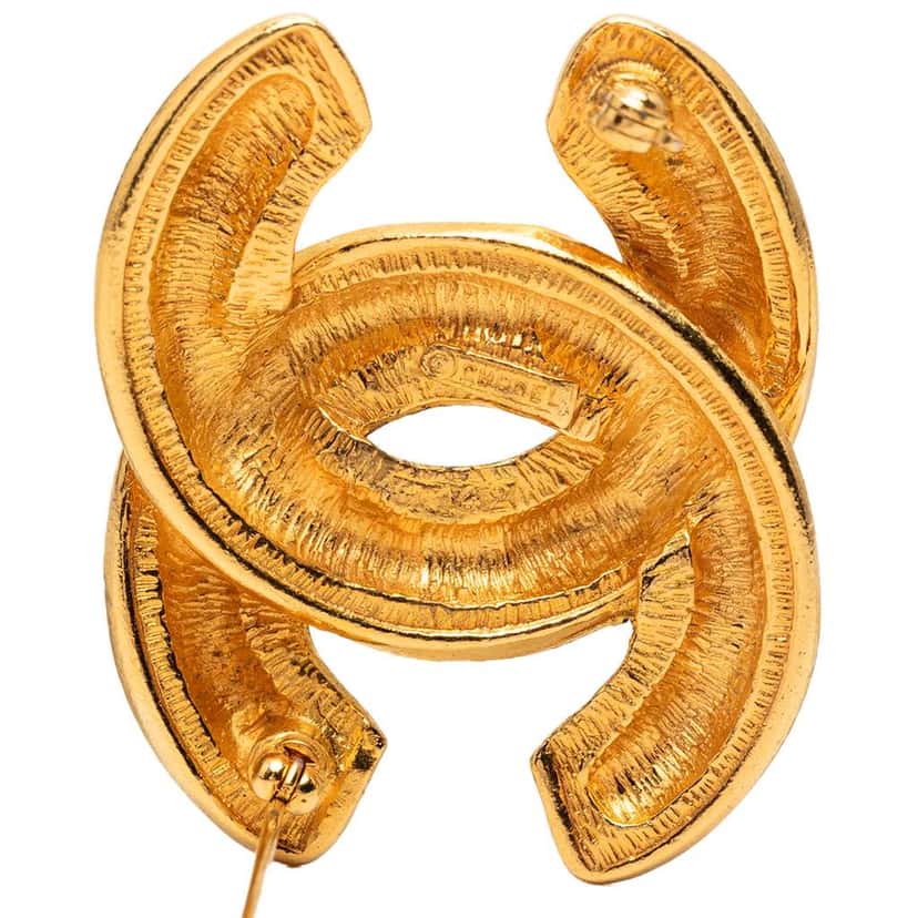 Chanel Gold Plated Quilted CC Brooch Gold Metal Very good condition - Inside View