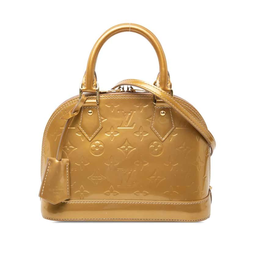 Louis Vuitton Monogram Vernis Alma BB Gold Leather Very good condition - Front View