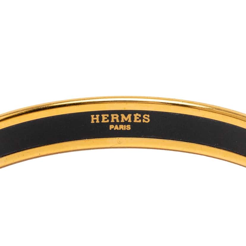 Hermès Narrow Mosaic Style Geometric Pattern Enamel Bangle 65 Orange Very good condition - Model View