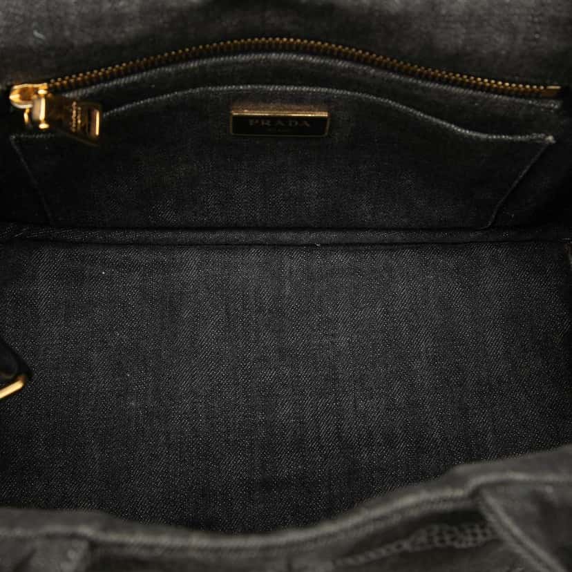 Prada Small Denim Canapa Logo Satchel Grey Denim Very good condition - Model View