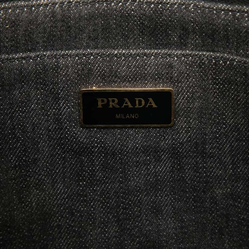 Prada Small Denim Canapa Logo Satchel Grey Denim Very good condition - Box View