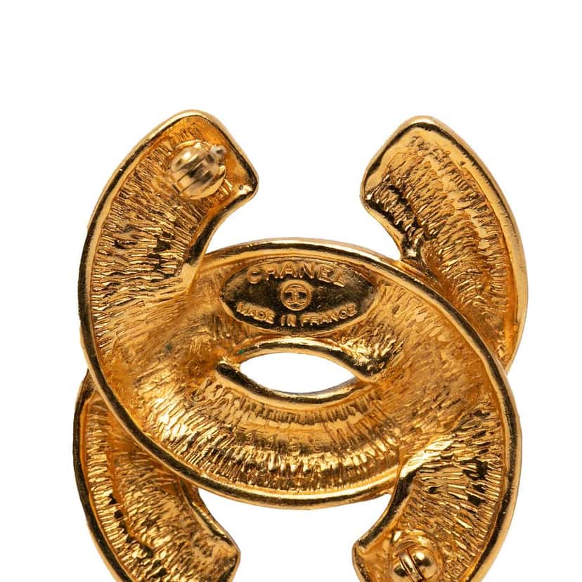 Chanel Gold Plated Quilted CC Brooch Gold Metal Very good condition - Inside View