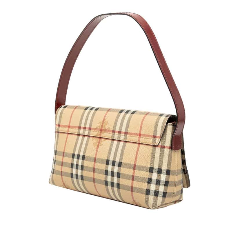 Burberry Haymarket Check Coated Canvas Shoulder Bag Brown Canvas Very good condition - Back View