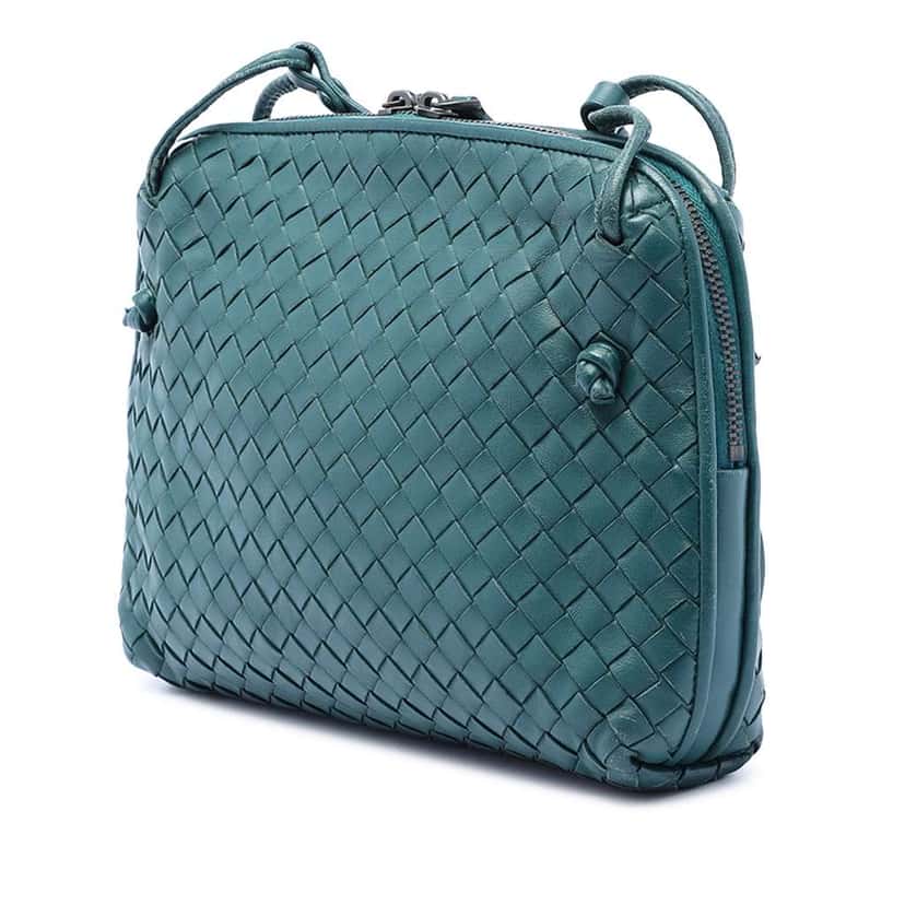 Bottega Veneta Nappa Intrecciato Nodini Crossbody Blue Leather Very good condition - Back View