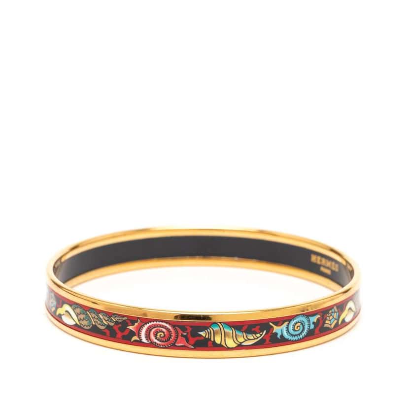Hermès Narrow Shells Enamel Bangle 70 Red Good condition - Back View