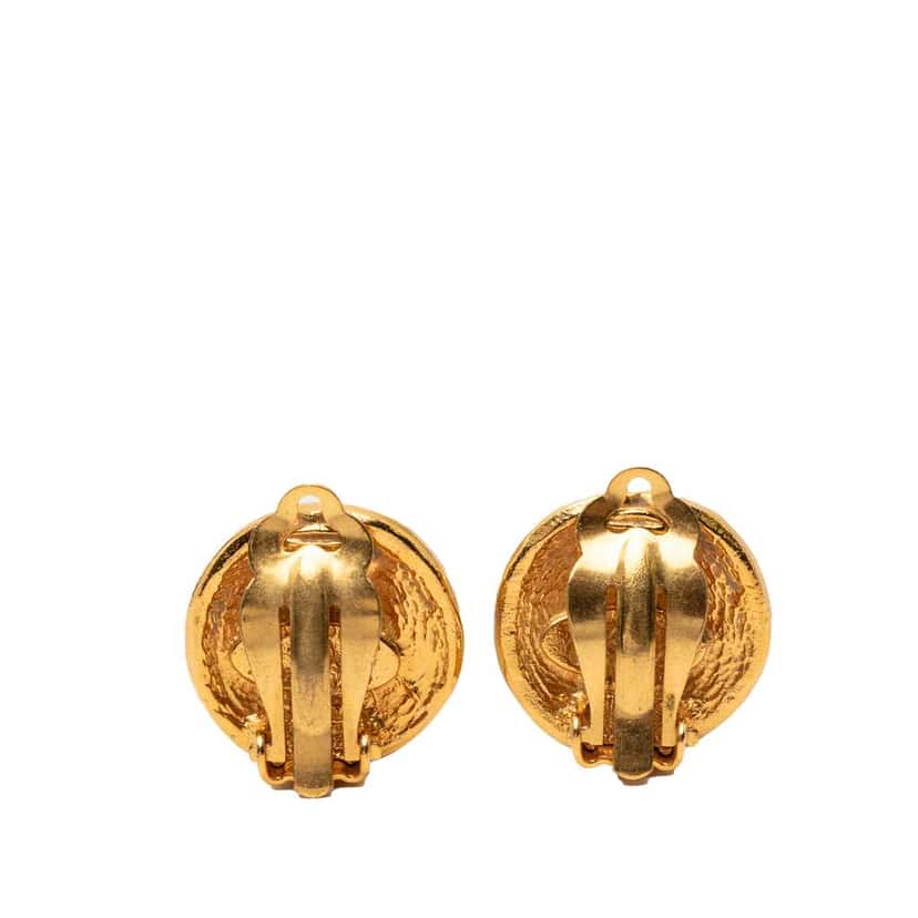Chanel Gold Plated 31 Rue Cambon Round Clip On Earrings Gold Metal Very good condition - Back View