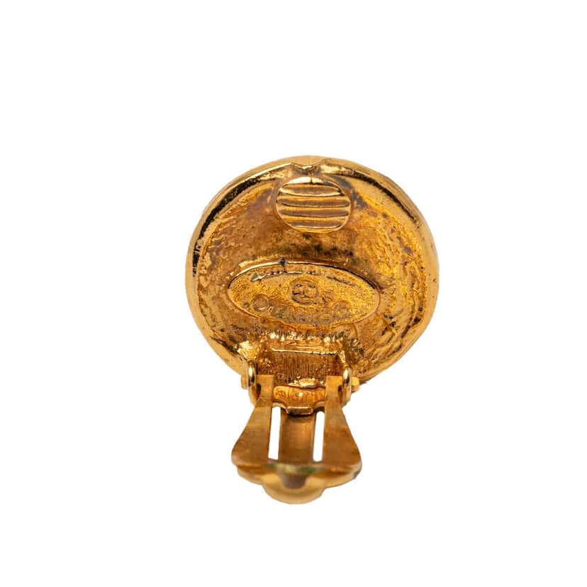 Chanel Gold Plated 31 Rue Cambon Round Clip On Earrings Gold Metal Very good condition - Inside View