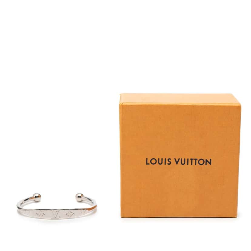 Louis Vuitton Palladium Plated Monogram Jonc Silver Metal Very good condition - Box View