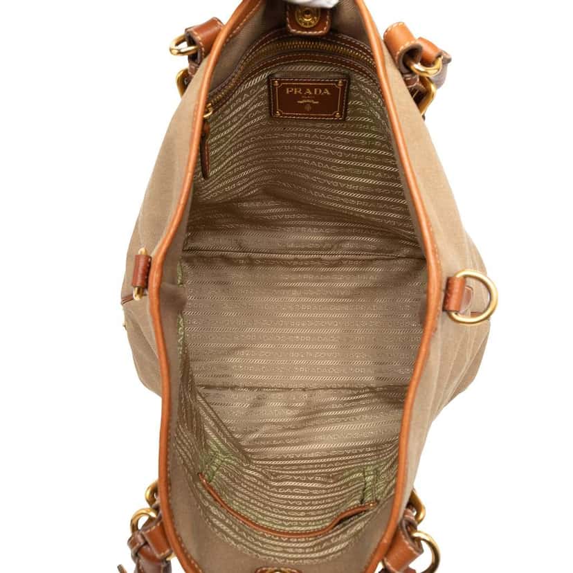 Prada Canvas Canapa Logo Convertible Tote Brown Canvas Very good condition - Model View