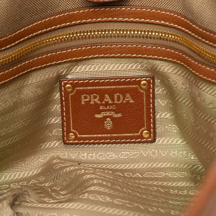 Prada Canvas Canapa Logo Convertible Tote Brown Canvas Very good condition - Box View