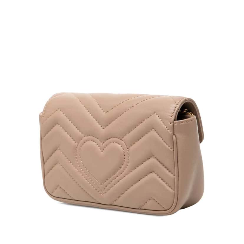 Gucci Mini GG Marmont Matelasse Leather Flap Crossbody Brown Leather Very good condition - Back View