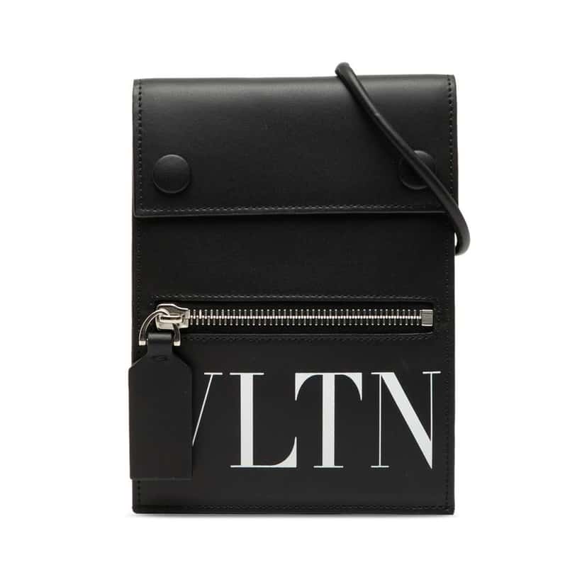 Valentino Leather VLTN Phone Case With Strap Black Leather Very good condition - Front View