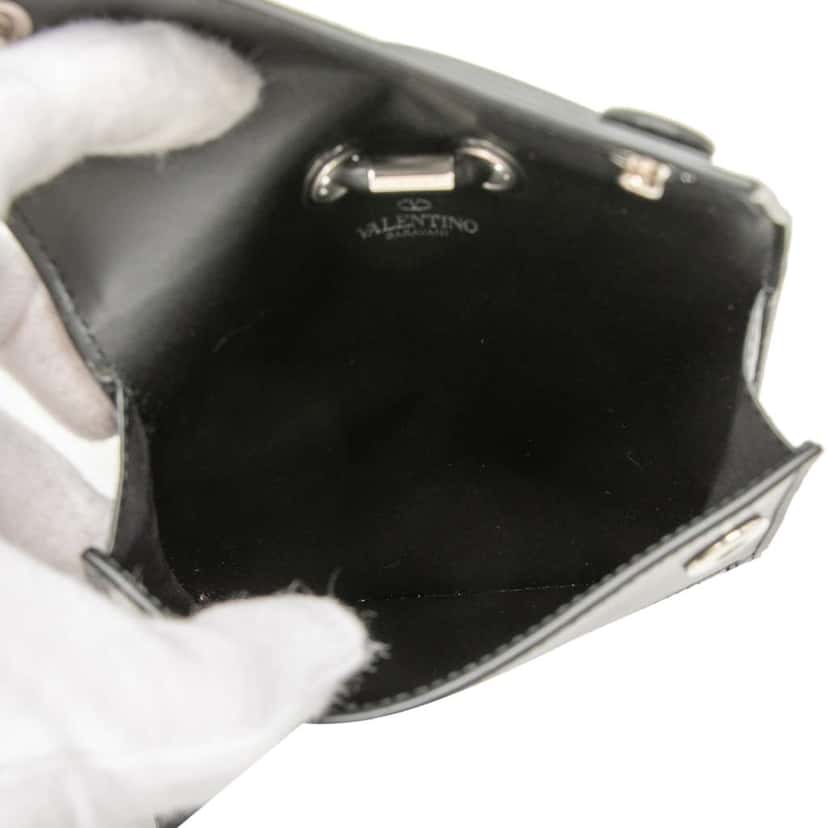 Valentino Leather VLTN Phone Case With Strap Black Leather Very good condition - Model View