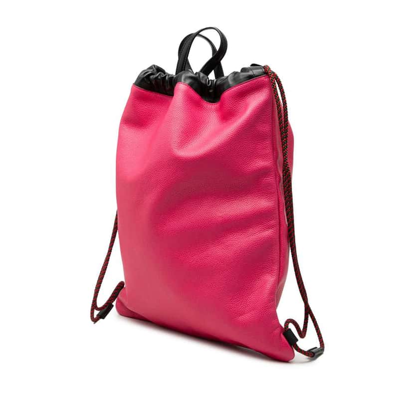 Gucci Leather Logo Drawstring Backpack Pink Leather Very good condition - Back View