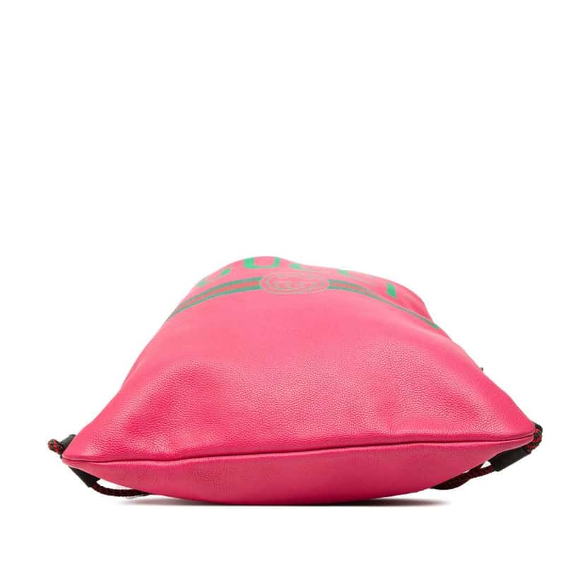 Gucci Leather Logo Drawstring Backpack Pink Leather Very good condition - Inside View