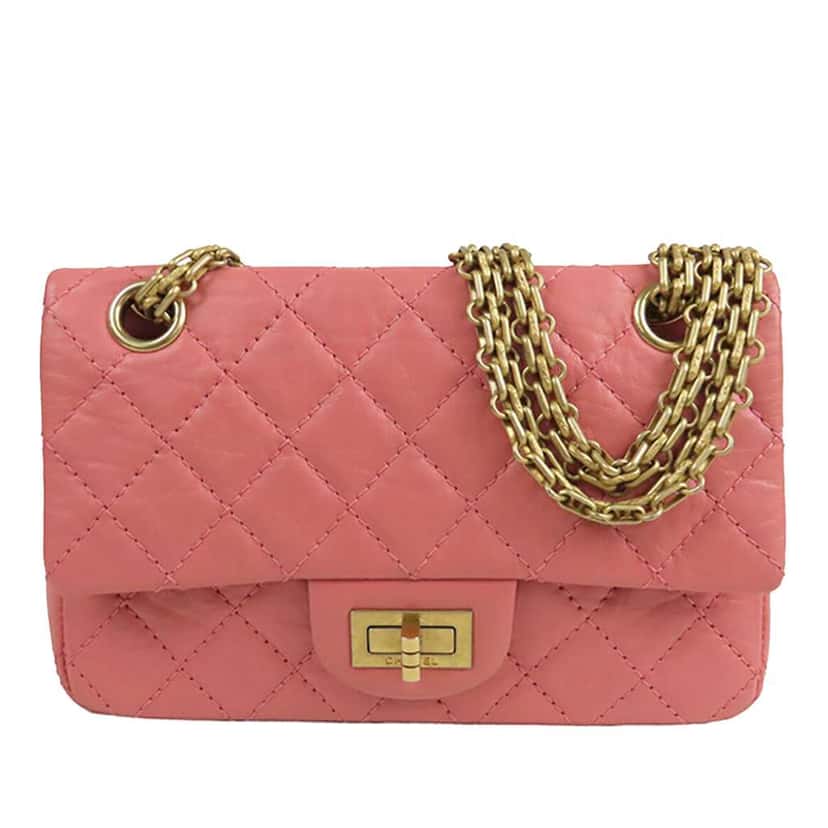Chanel Quilted Aged Calfskin Reissue 2.55 Single Flap 224 Pink Leather Good condition - Front View