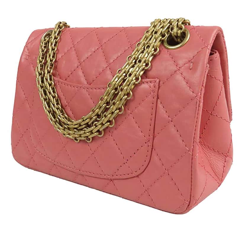 Chanel Quilted Aged Calfskin Reissue 2.55 Single Flap 224 Pink Leather Good condition - Back View