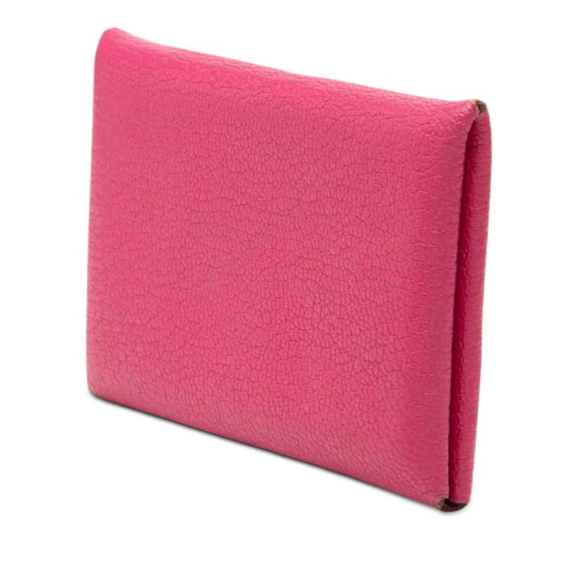 Hermès Chevre Mysore Calvi Card Holder Pink Leather Good condition - Back View