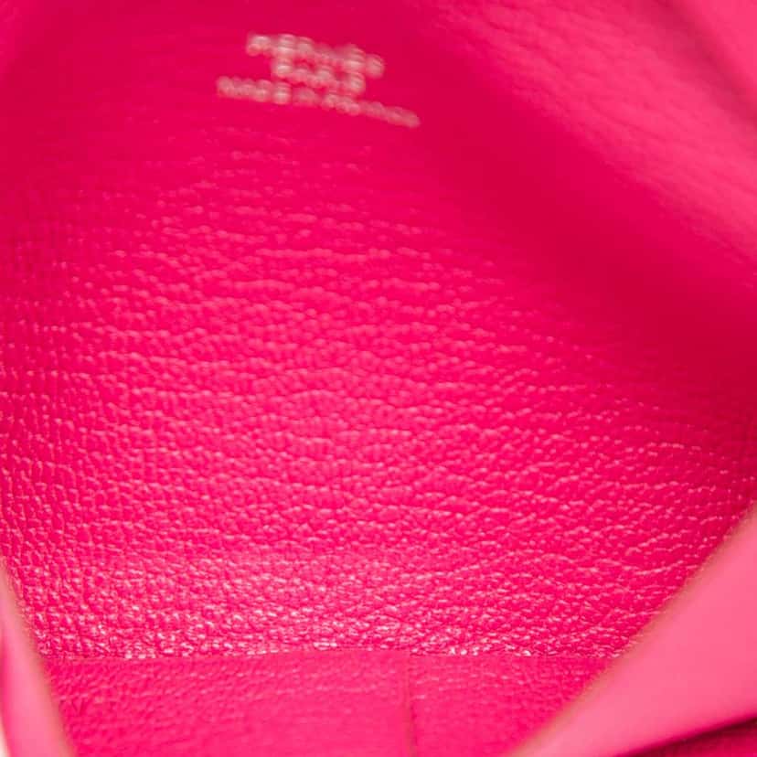 Hermès Chevre Mysore Calvi Card Holder Pink Leather Good condition - Model View