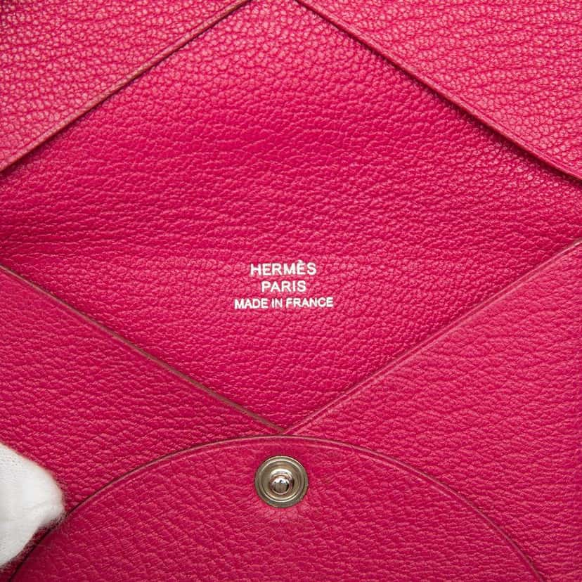 Hermès Chevre Mysore Calvi Card Holder Pink Leather Good condition - Box View