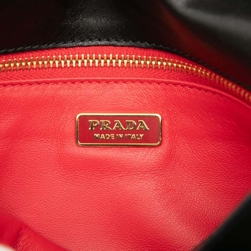 Prada City Calf Bow Handbag Black Leather Very good condition - Box View
