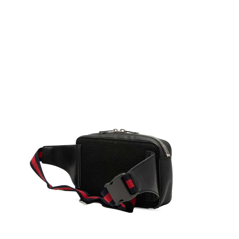 Gucci Small GG Supreme Web Belt Bag Black Canvas Very good condition - Back View