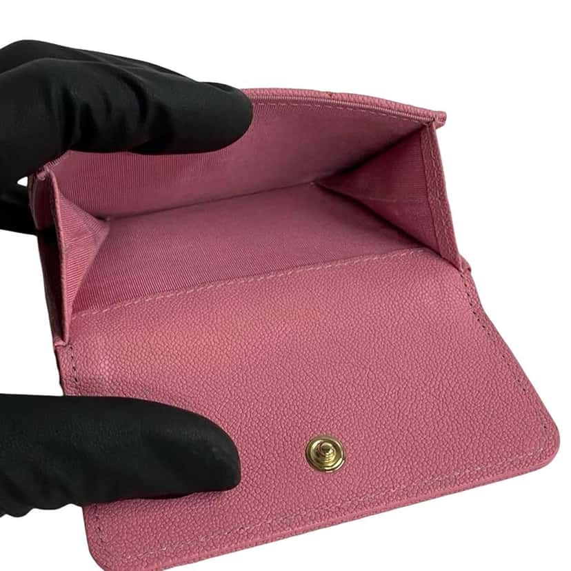 Chanel Quilted Caviar Boy Flap Compact Wallet Pink Leather Very good condition - Box View