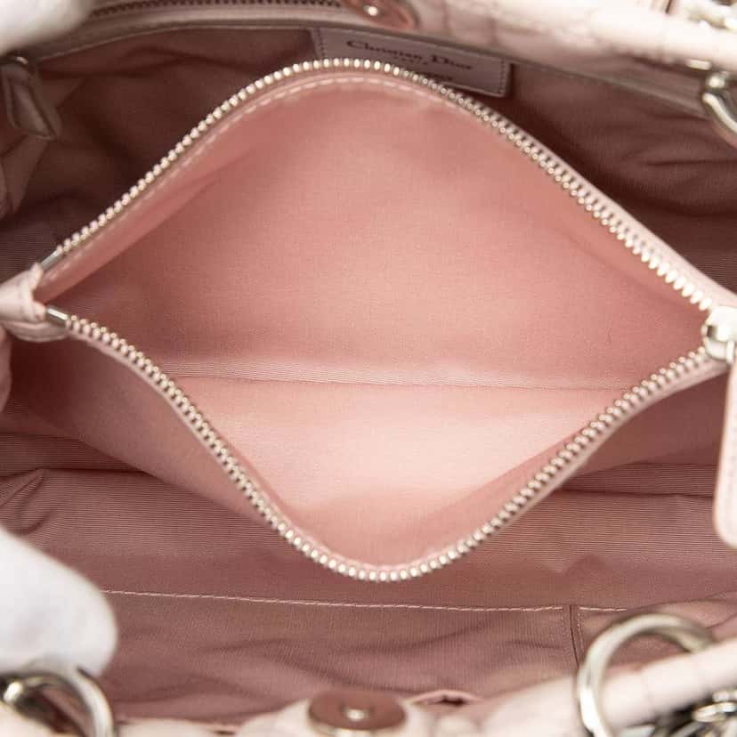 Dior Medium Lambskin Cannage Lady Dior Soft Shopping Tote Pink Leather Good condition - Model View