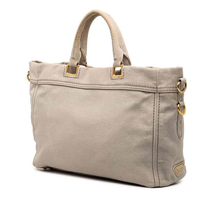 Prada Denim Canapa Logo Satchel Brown Denim Very good condition - Back View