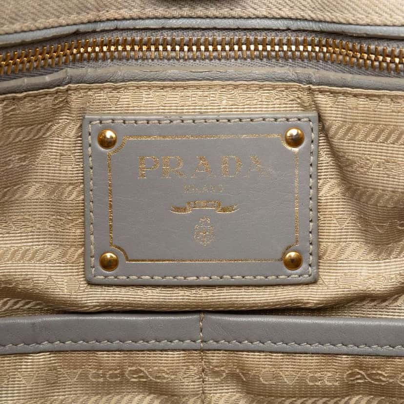 Prada Denim Canapa Logo Satchel Brown Denim Very good condition - Box View