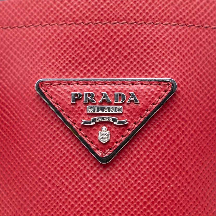 Prada Medium Saffiano Cuir Double Handle Satchel Red Leather Very good condition - Box View