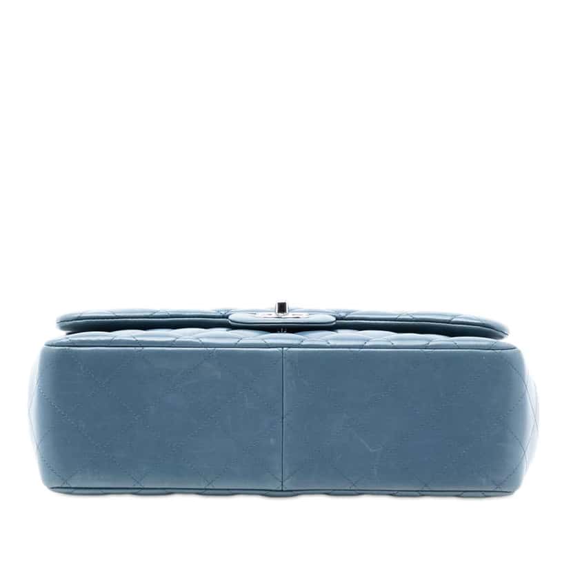 Chanel Jumbo Classic Lambskin Double Flap Blue Leather Good condition - Inside View