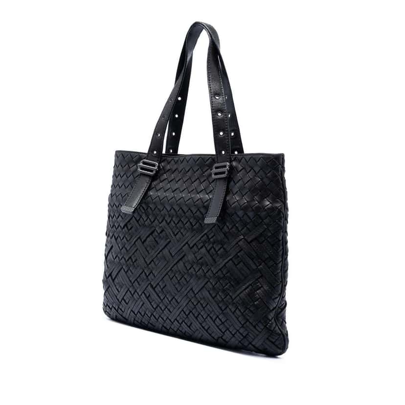 Bottega Veneta Nappa Intrecciato Belted Flat Tote Black Leather Very good condition - Back View