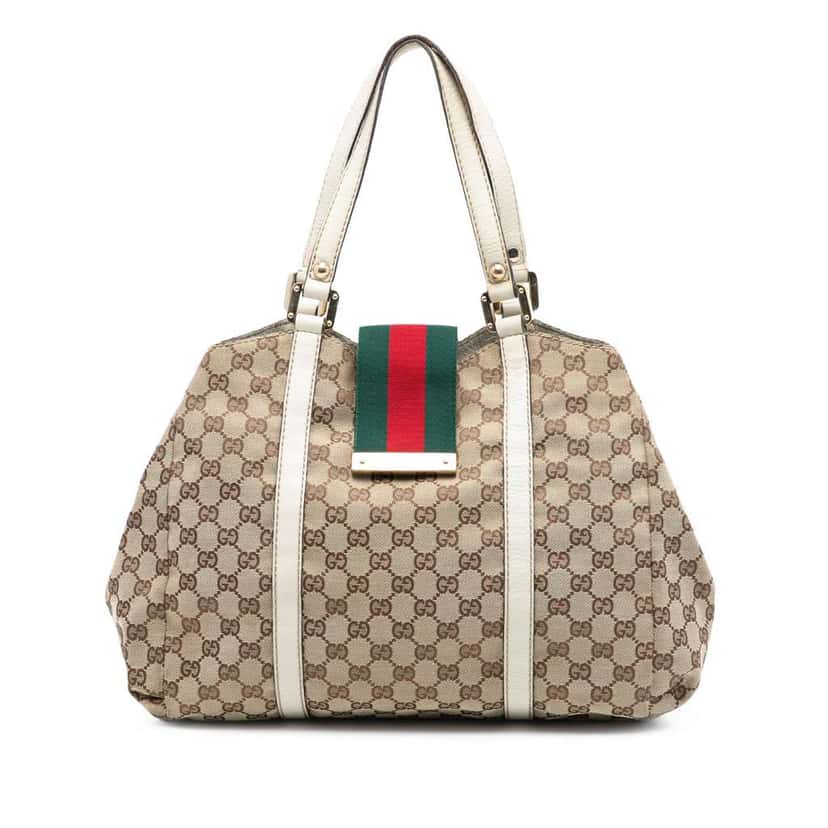 Gucci GG Canvas Web New Ladies Tote Brown Canvas Very good condition - Front View