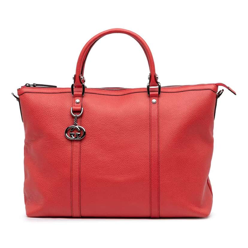 Gucci Leather GG Charm Satchel Red Leather Very good condition - Front View