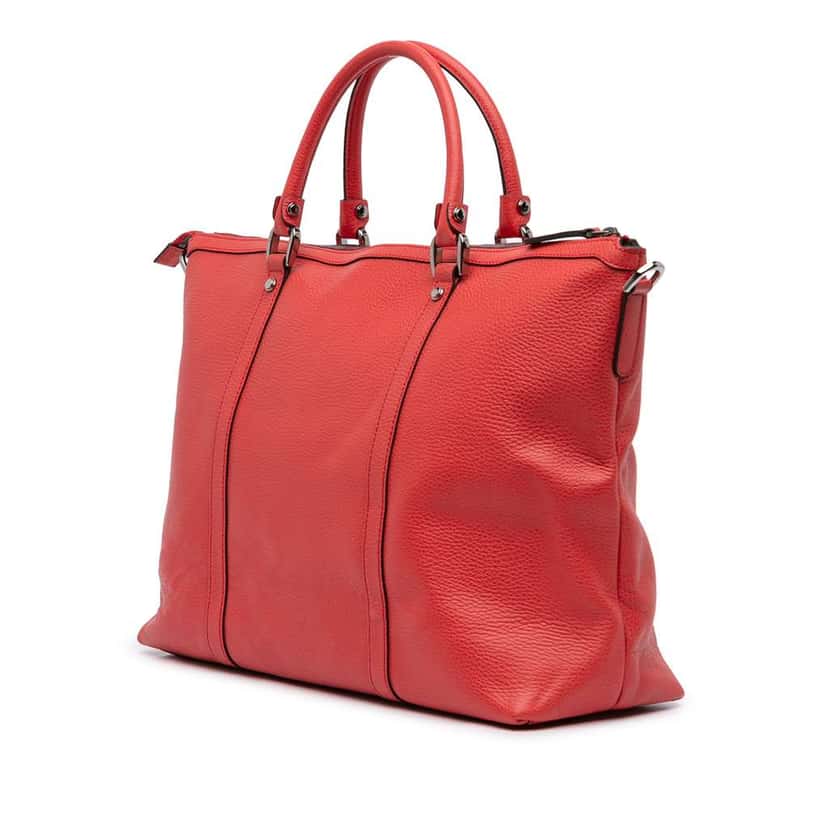 Gucci Leather GG Charm Satchel Red Leather Very good condition - Back View