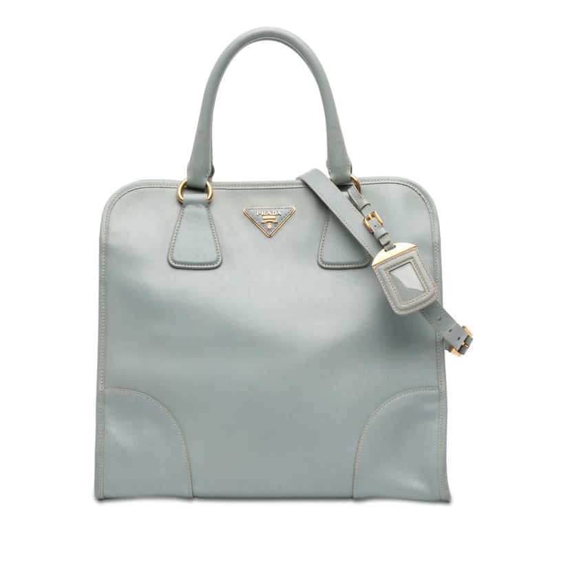 Prada Saffiano Lux Shopping Tote Blue Leather Very good condition - Front View