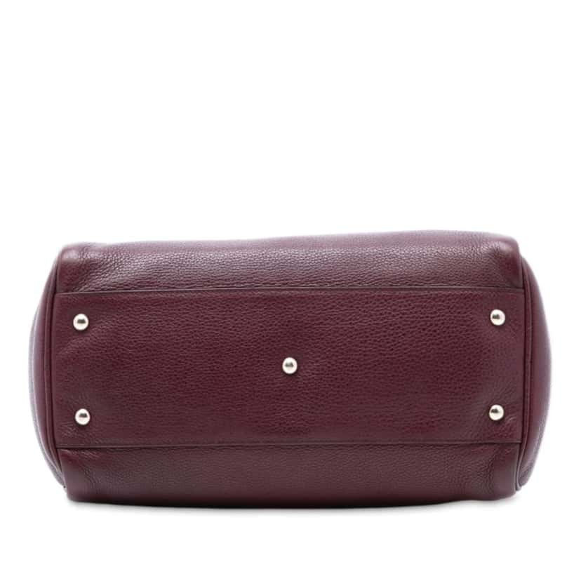 Gucci Medium Calfskin Bamboo Shopper Boston Bag Red Leather Very good condition - Inside View