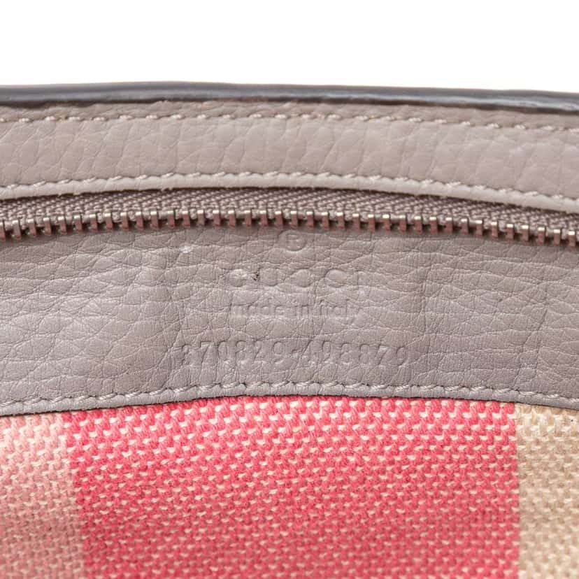 Gucci Medium Calfskin Bamboo Daily Shopper Satchel Grey Leather Very good condition - Box View