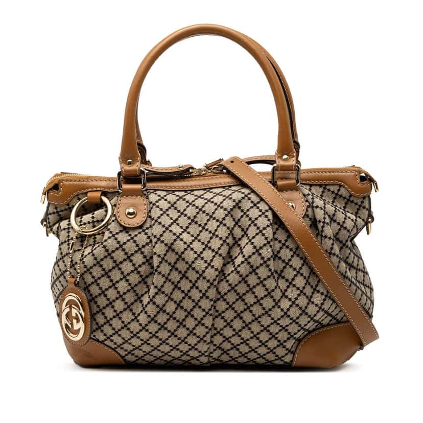 Gucci Diamante Canvas Sukey Satchel Brown Canvas Very good condition - Front View