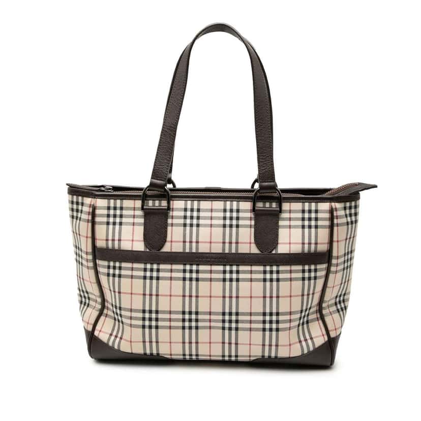 Burberry House Check Canvas Tote Brown Canvas Very good condition - Front View