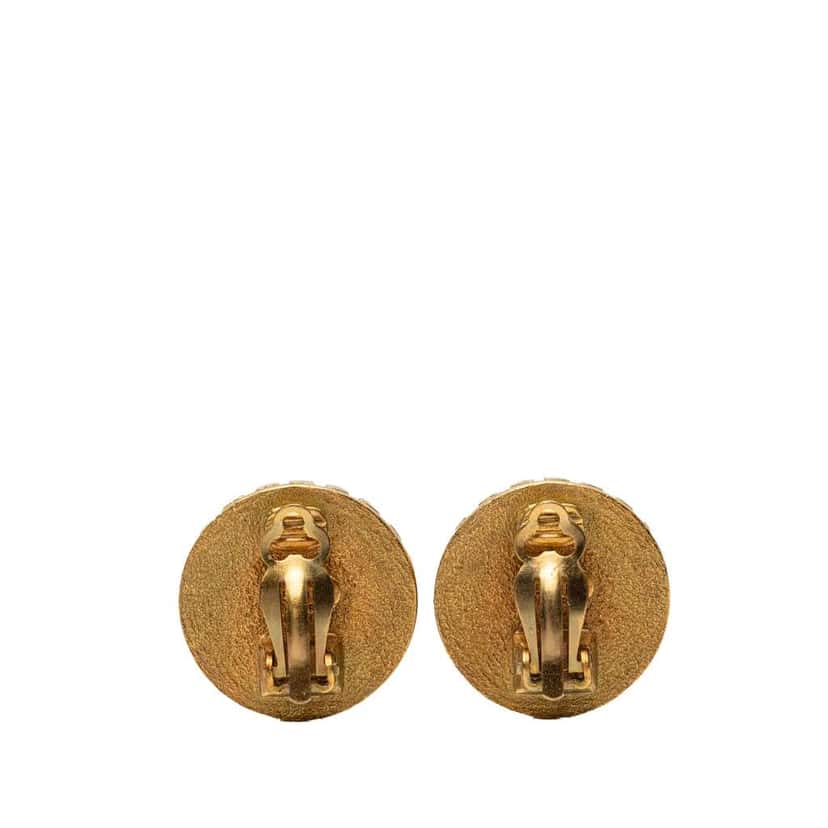 Chanel Gold Plated Coco Coin Clip On Earrings Gold Metal Very good condition - Back View