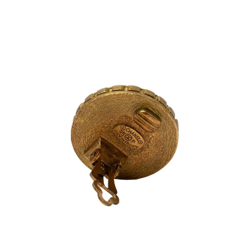 Chanel Gold Plated Coco Coin Clip On Earrings Gold Metal Very good condition - Inside View
