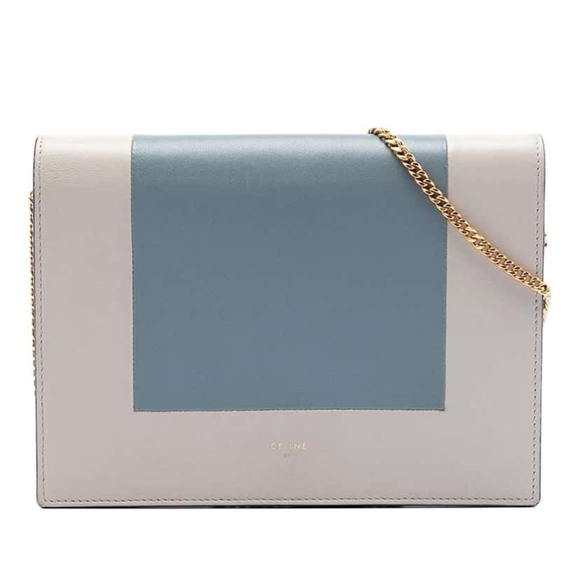 Celine Leather Frame Wallet on Chain Grey Leather Very good condition - Front View