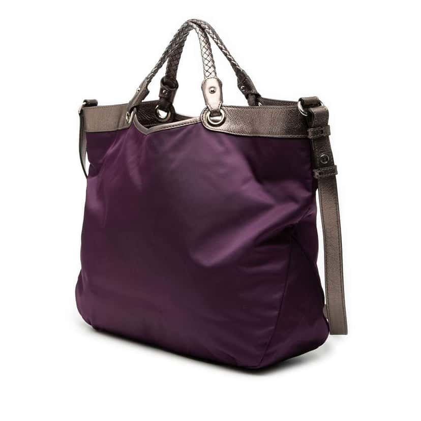 Salvatore Ferragamo Nylon Crystal Embellished Satchel Purple Very good condition - Back View