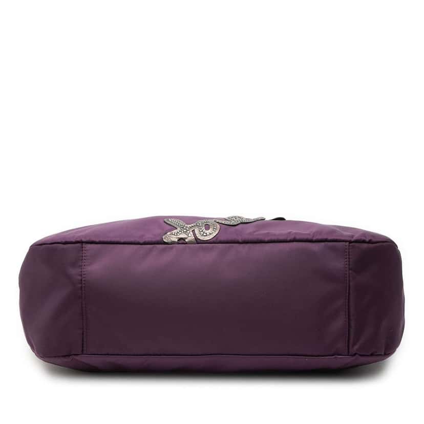 Salvatore Ferragamo Nylon Crystal Embellished Satchel Purple Very good condition - Inside View