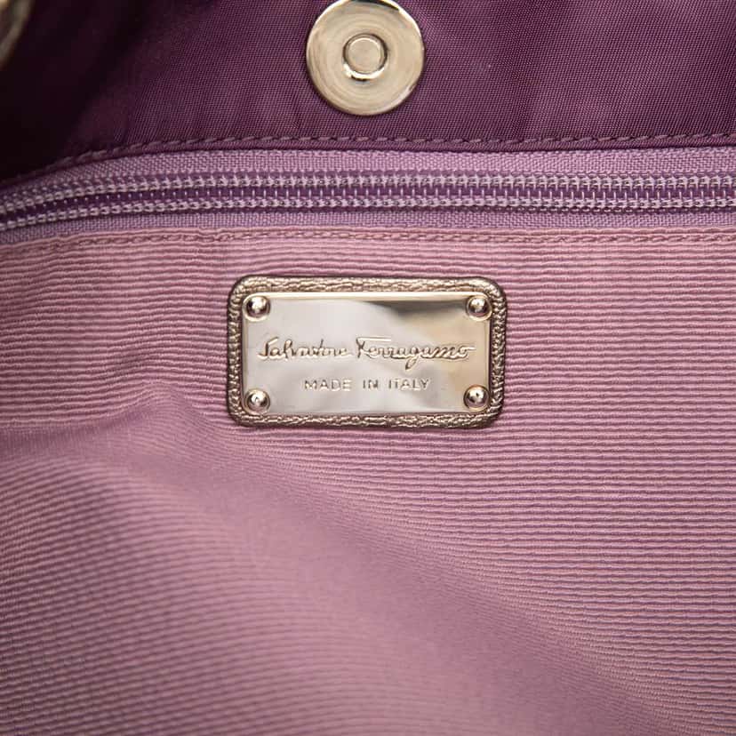 Salvatore Ferragamo Nylon Crystal Embellished Satchel Purple Very good condition - Box View